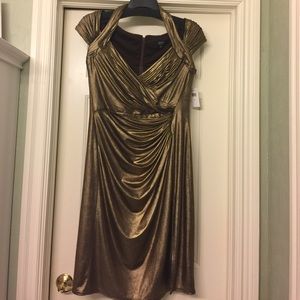 NWT Tadashi Collection gold Stretch dress, size X…
